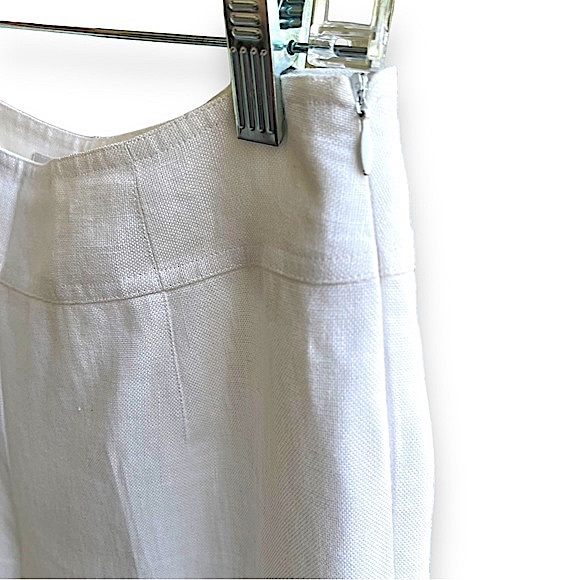 Talbots Irish Linen Flat Front White Pant Trousers Coastal Grandma Structured 10 - Picture 7 of 11